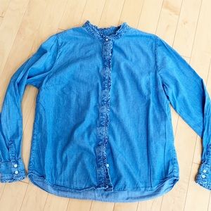 Levi Strauss Collarless Chambray Button Up